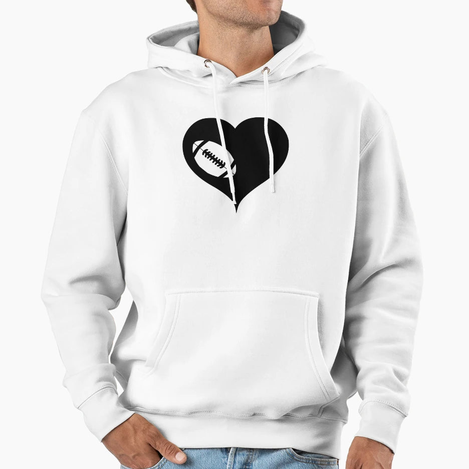 American Football Heart Hoodie - Fun Novelty Design for Adults - T-Shirt, Sweatshirt, Hoodie