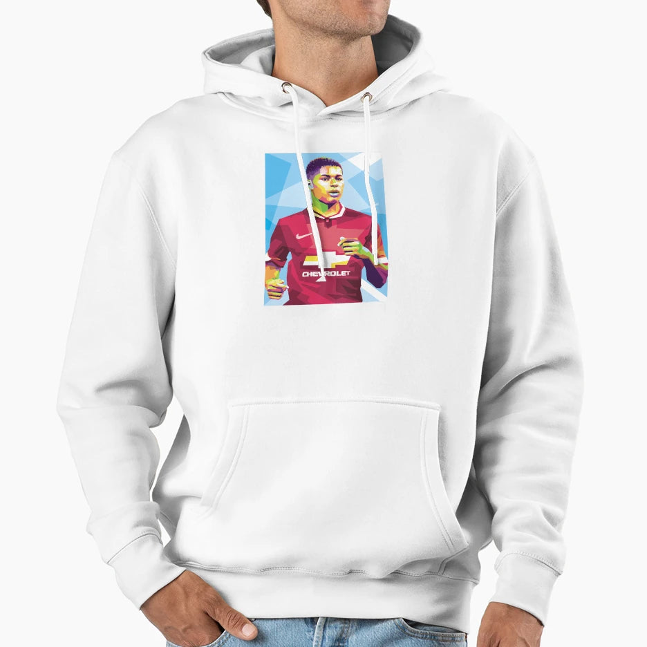 Marcus Rashford Pop Art Portrait Hoodie - Fun Novelty Design for Adults - T-Shirt, Sweatshirt, Hoodie