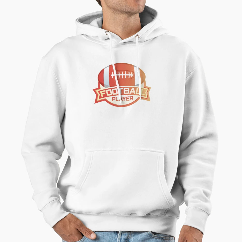 Football Player American Football Rugby Hoodie - Trendy Graphic Unisex - T-Shirt, Sweatshirt, Hoodie