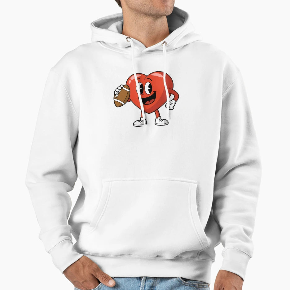 Heart Football Player Sports Lover Hoodie - Casual Everyday Wear for Adults - T-Shirt, Sweatshirt, Hoodie