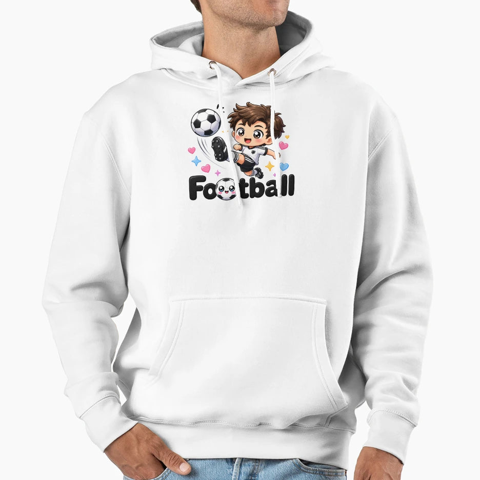 Kawaii Football Player Anime Chibi Hoodie - Fun Novelty Design Men Women - T-Shirt, Sweatshirt, Hoodie