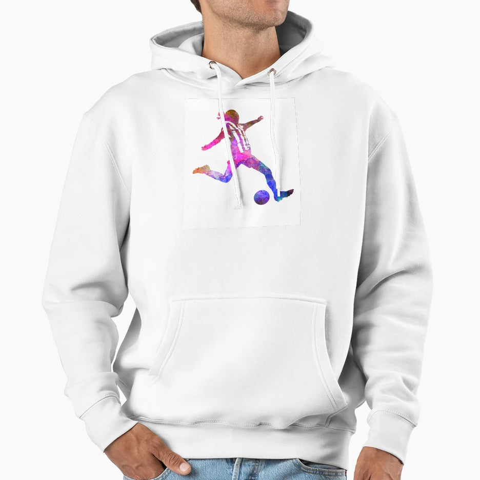 Playing Soccer Football Player Silhouette Hoodie - Custom Art Print Unisex - T-Shirt, Sweatshirt, Hoodie
