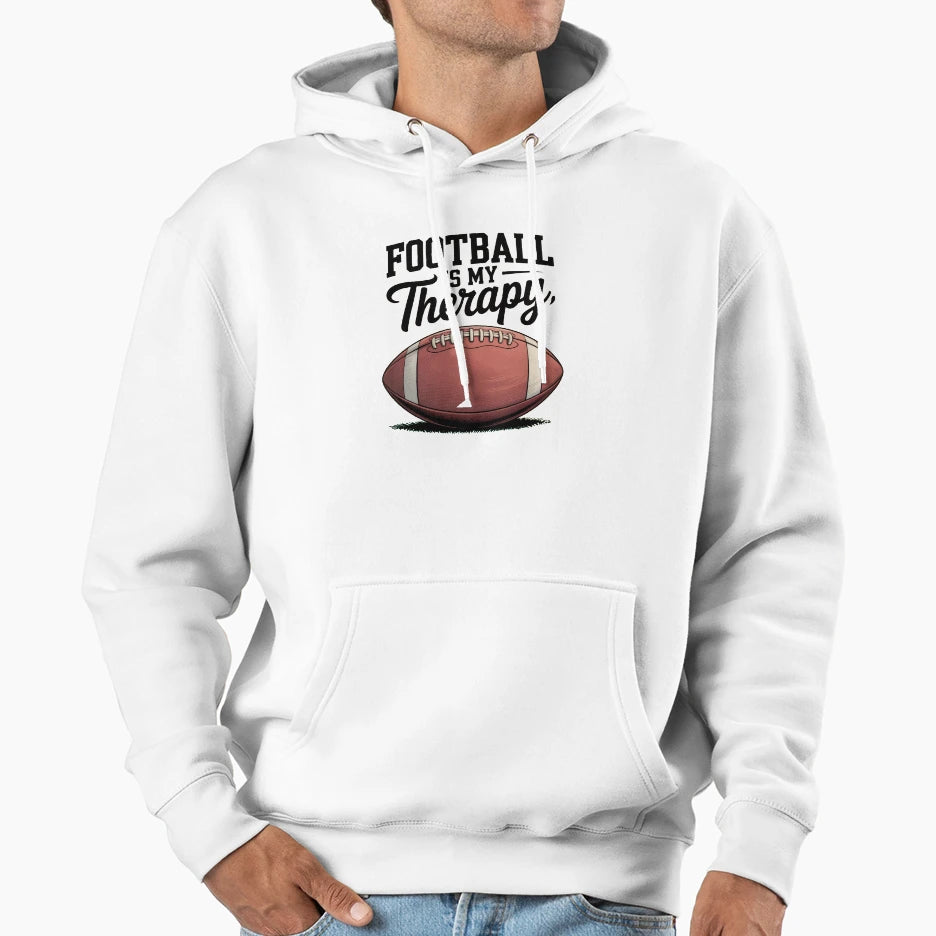 Football Is My Therapy Pigskin Hoodie - Trendy Graphic Men Women - T-Shirt, Sweatshirt, Hoodie