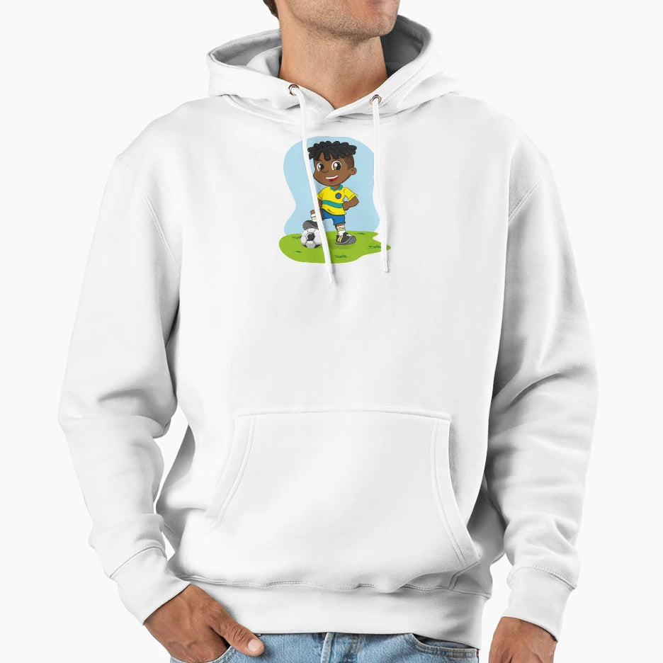 Afro Descendant Soccer Player Illustration Hoodie - Unique Graphic Unisex - T-Shirt, Sweatshirt, Hoodie