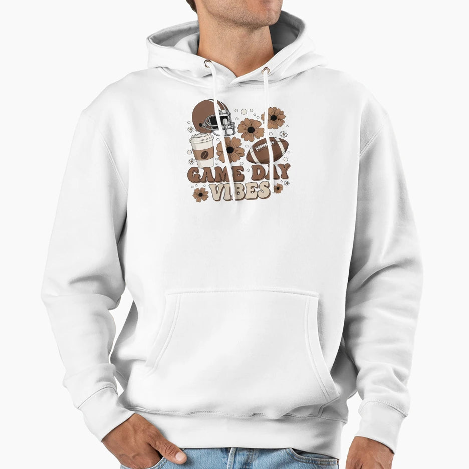 Game Day Vibes Football Coffee Lover Hoodie - Aesthetic Graphic Men Women - T-Shirt, Sweatshirt, Hoodie