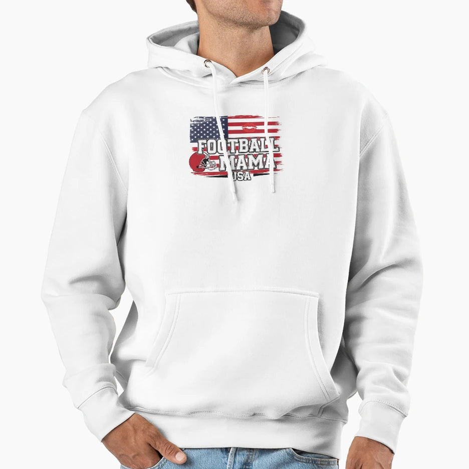 American Flag Football Mama Usa T-Shirt - Novelty Apparel for Adults - T-Shirt, Sweatshirt, Hoodie
