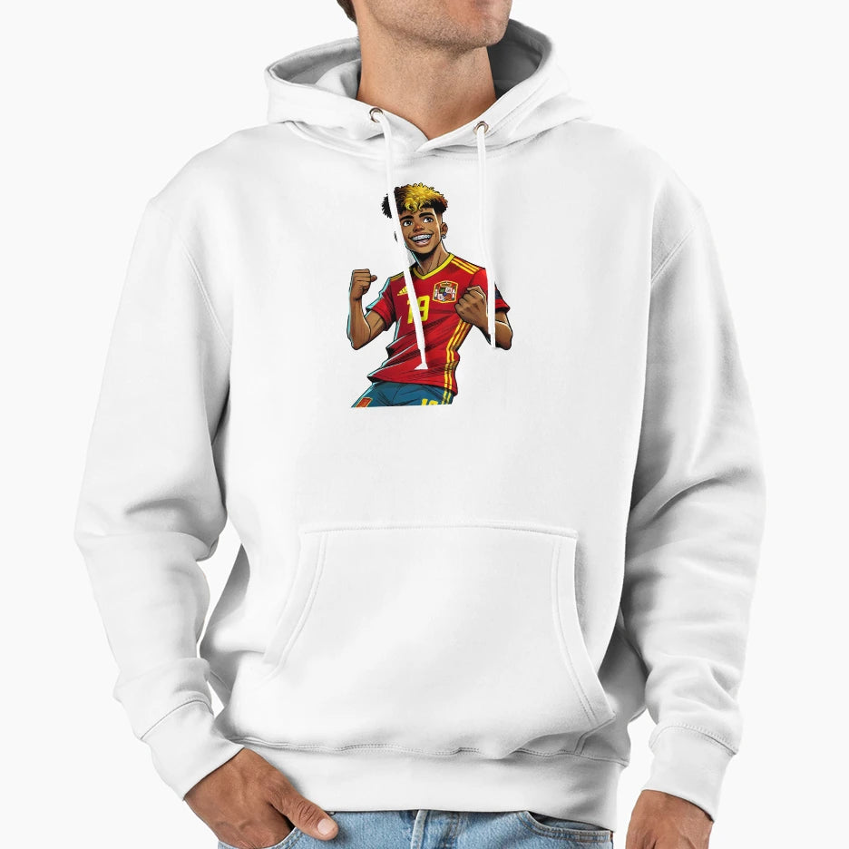 Lamine Yamal Comic Football Player Hoodie - Minimalist Print Men Women - T-Shirt, Sweatshirt, Hoodie