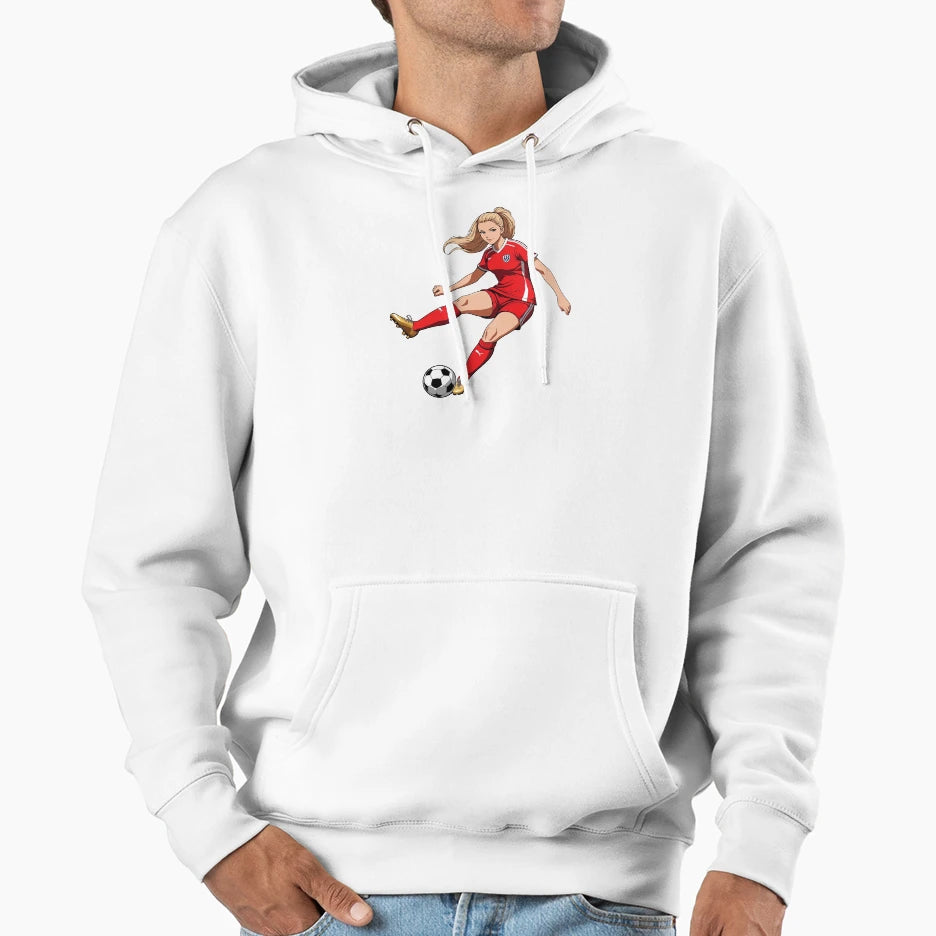 Blonde Soccer Player Hoodie - Minimalist Print Unisex - T-Shirt, Sweatshirt, Hoodie