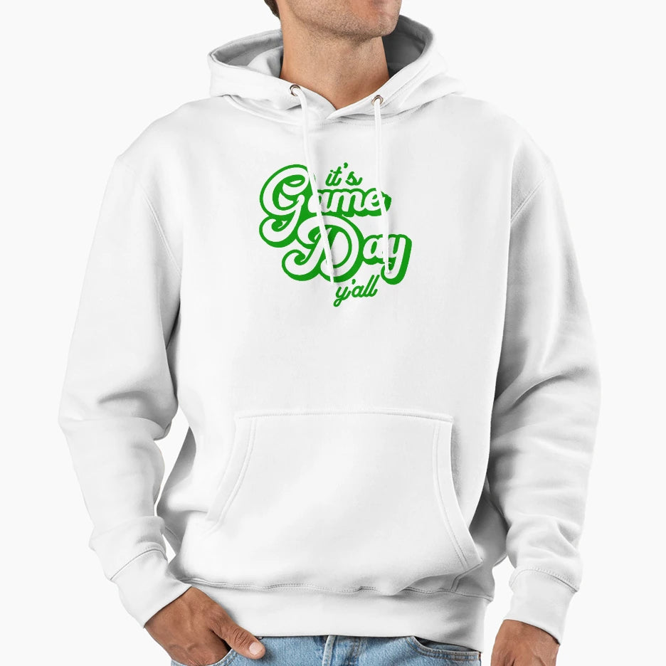 Green And White Its Game Day Yall Hoodie - Minimalist Print Men Women - T-Shirt, Sweatshirt, Hoodie