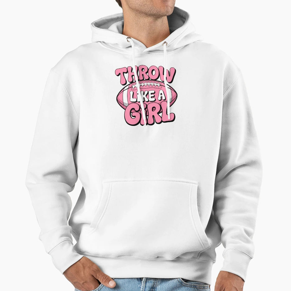 Throw Like Womens Football Hoodie - Casual Everyday Wear for Adults - T-Shirt, Sweatshirt, Hoodie