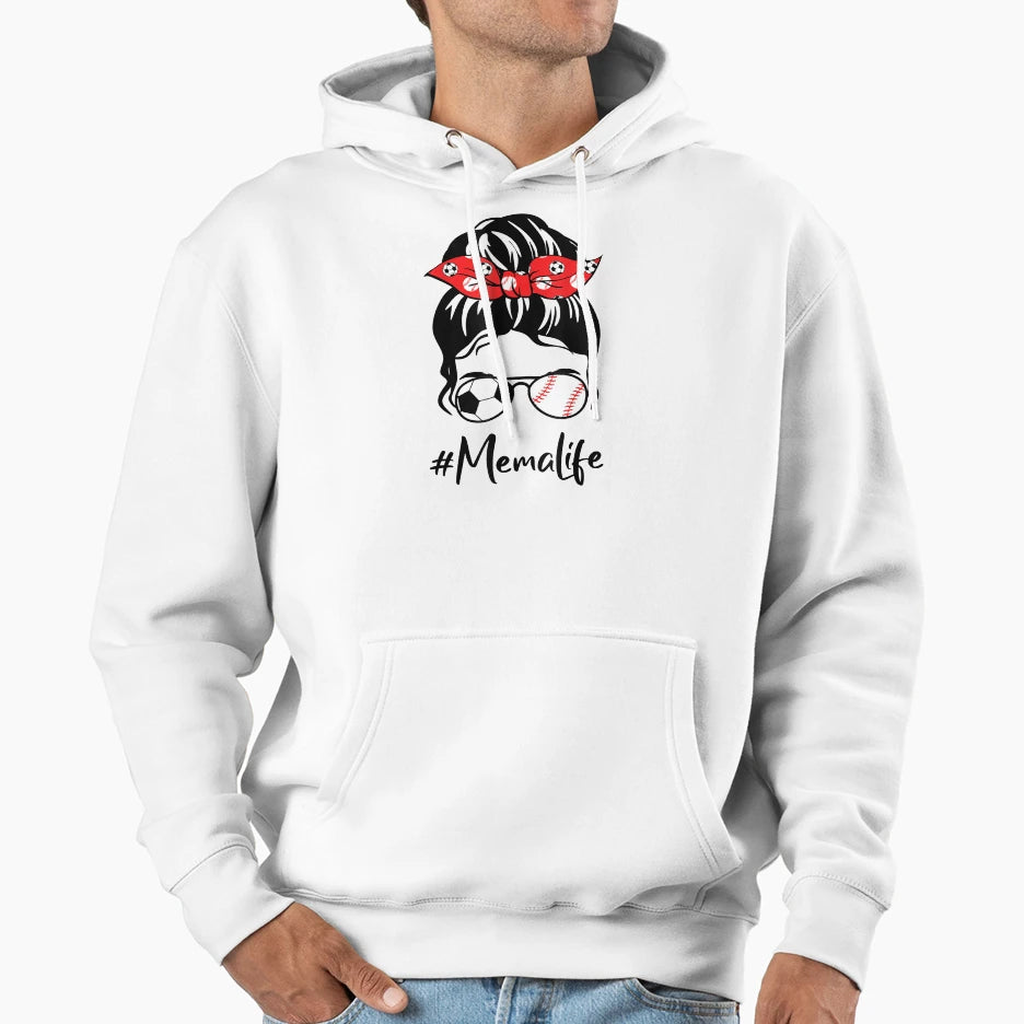 Classy Mema Life Soccer Messy Bun Hoodie - Novelty Apparel Men Women - T-Shirt, Sweatshirt, Hoodie