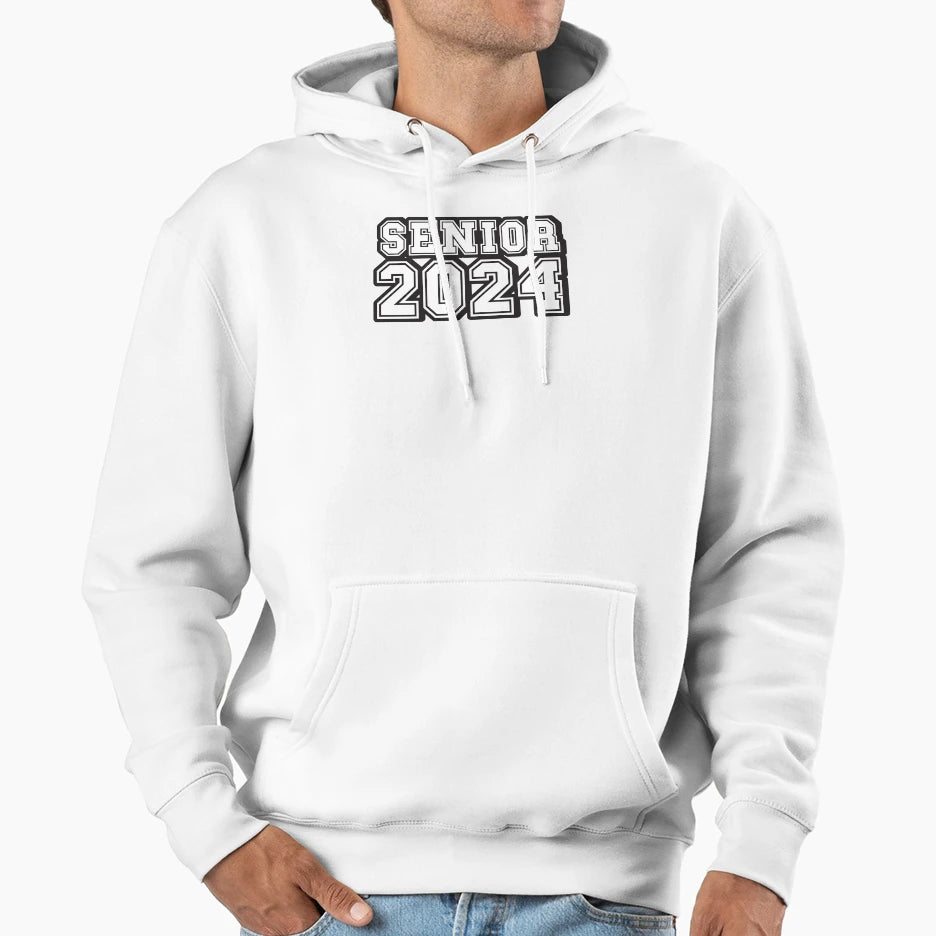 Black Tipography Senior 2024 Sport Old Hoodie - Streetwear Style Men Women - T-Shirt, Sweatshirt, Hoodie