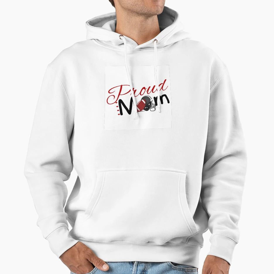 Proud Football Mom Hoodie - Minimalist Print for Adults - T-Shirt, Sweatshirt, Hoodie