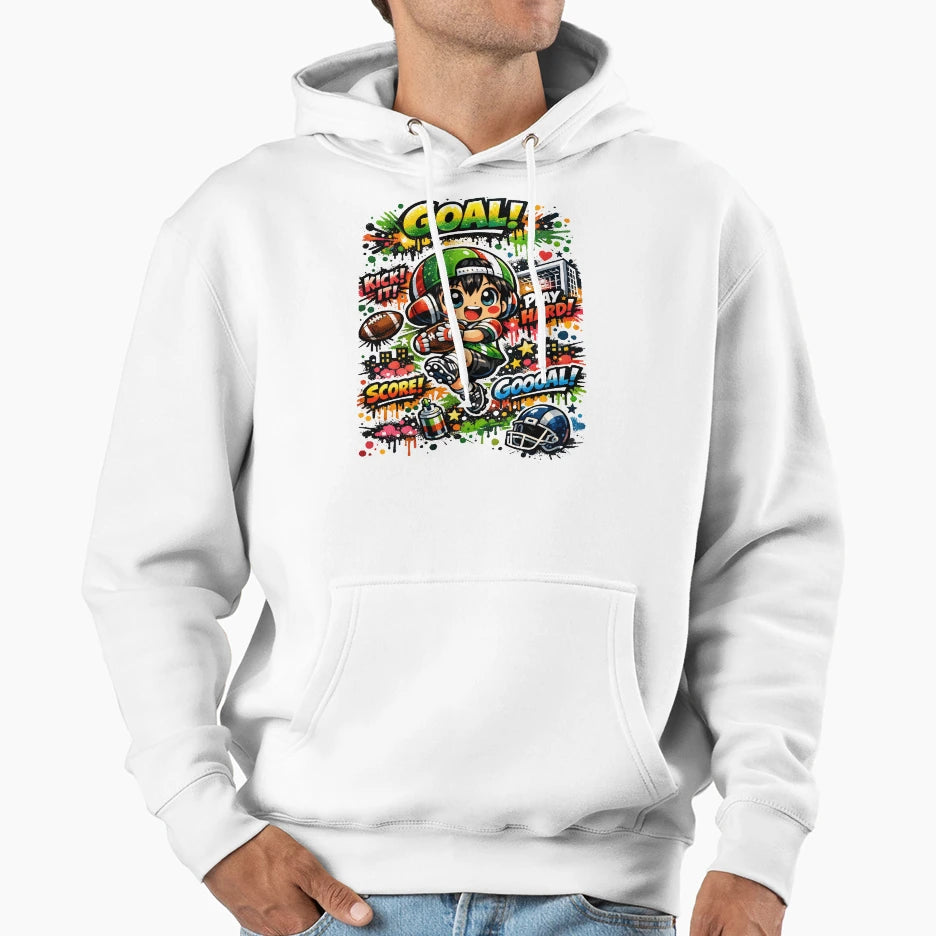 Goal Dreamer Kawaii Graffiti Soccer Hoodie - Minimalist Print for Adults - T-Shirt, Sweatshirt, Hoodie