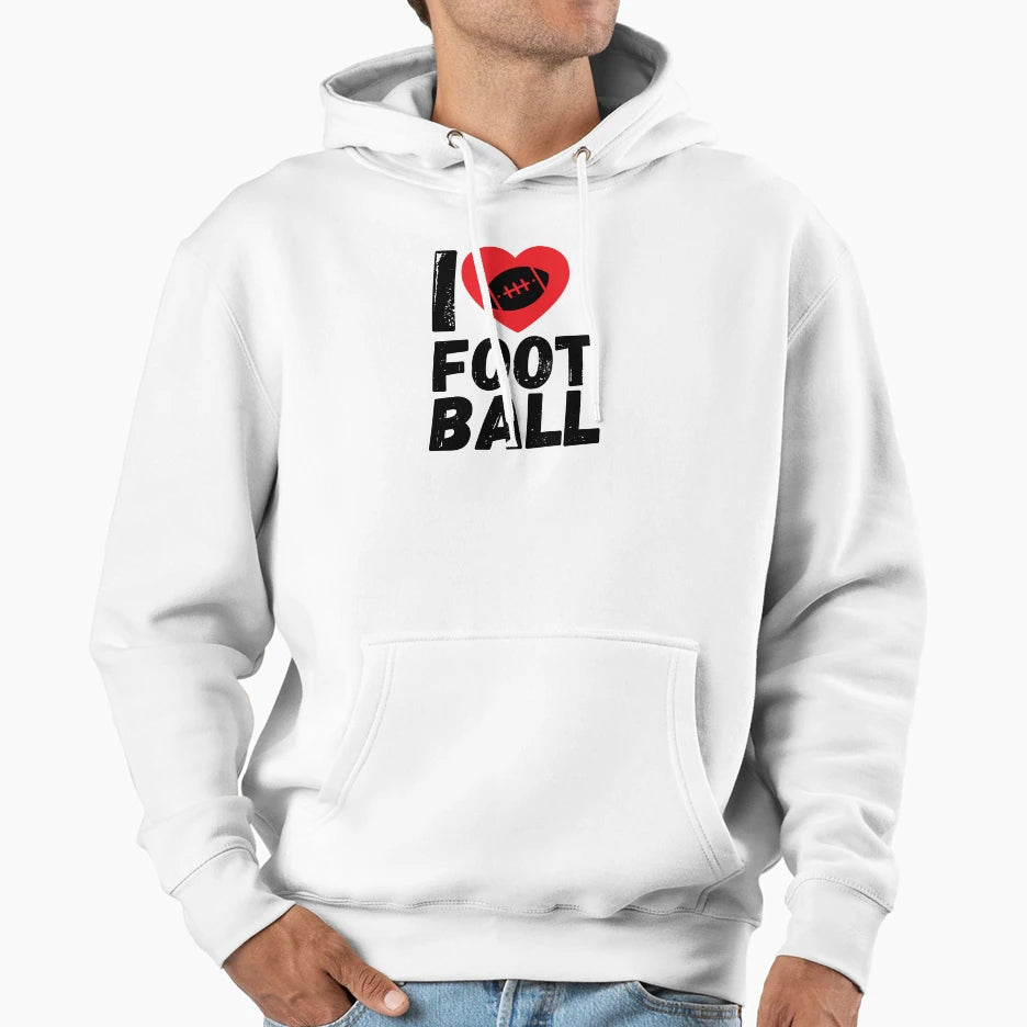 I Love Football Motif American Sport Hoodie - Novelty Apparel Unisex - T-Shirt, Sweatshirt, Hoodie
