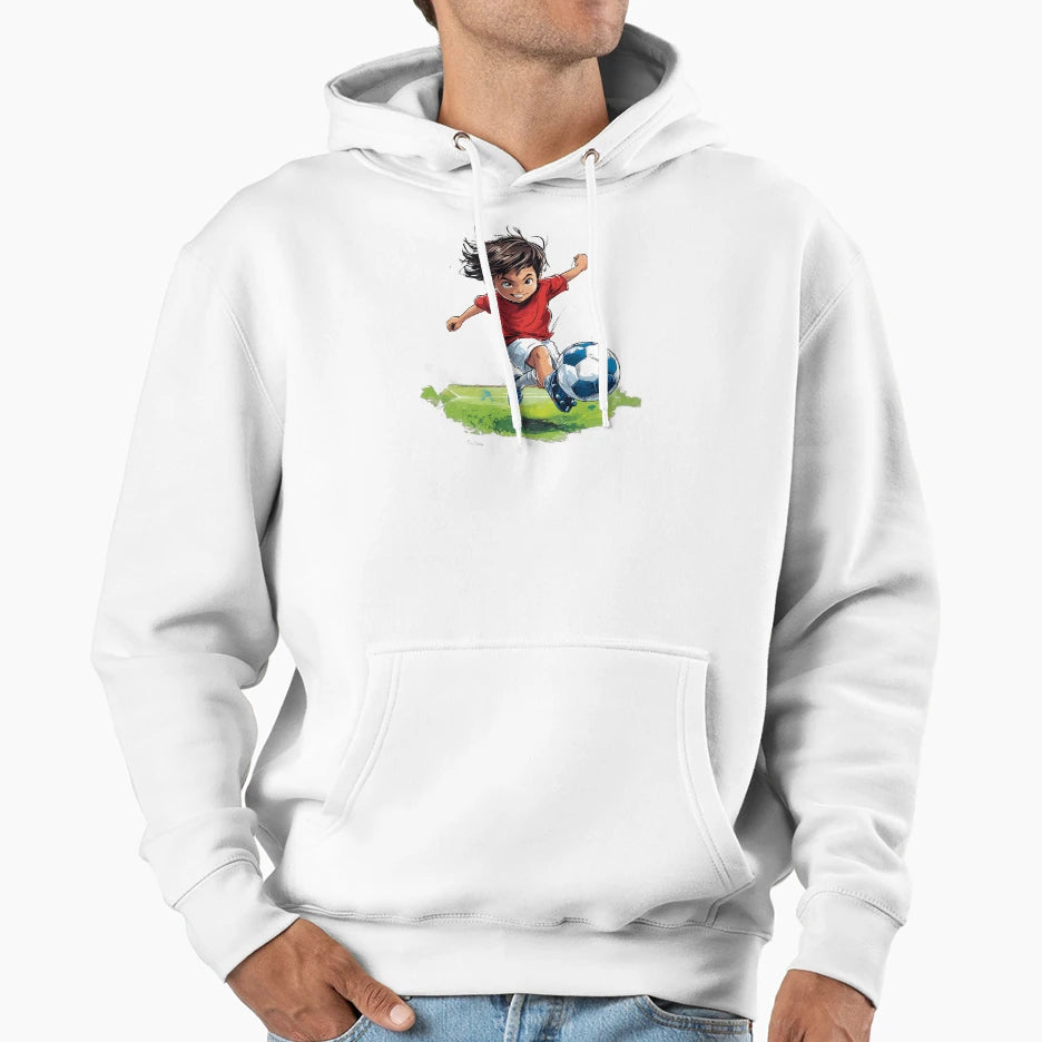 Dynamic Soccer Action Hoodie - Graphic Print Men Women - T-Shirt, Sweatshirt, Hoodie