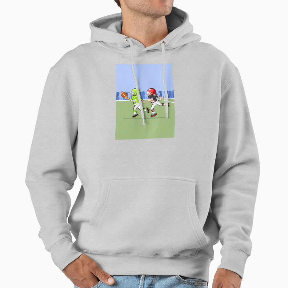 American Football Player Pursued Hoodie - Minimalist Print for Adults - T-Shirt, Sweatshirt, Hoodie