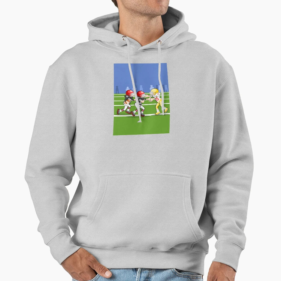 American Football Player Running Ball Hoodie - Unique Graphic Men Women - T-Shirt, Sweatshirt, Hoodie