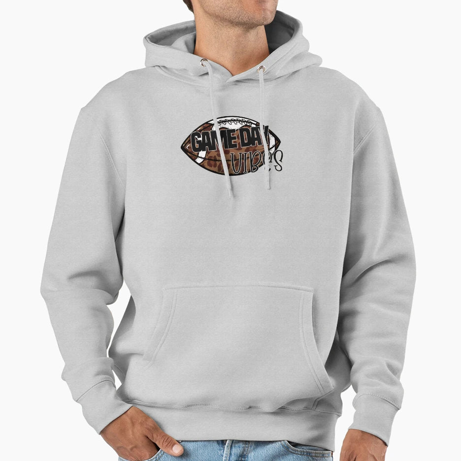 Leopard Football Game Day Vibes Hoodie - Casual Everyday Wear Unisex - T-Shirt, Sweatshirt, Hoodie