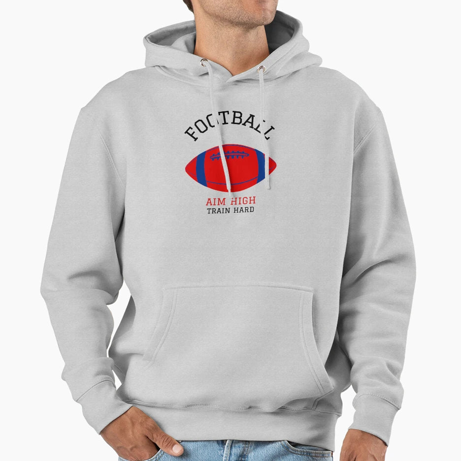 American Football Aim High Train Hard Hoodie - Minimalist Print Unisex - T-Shirt, Sweatshirt, Hoodie