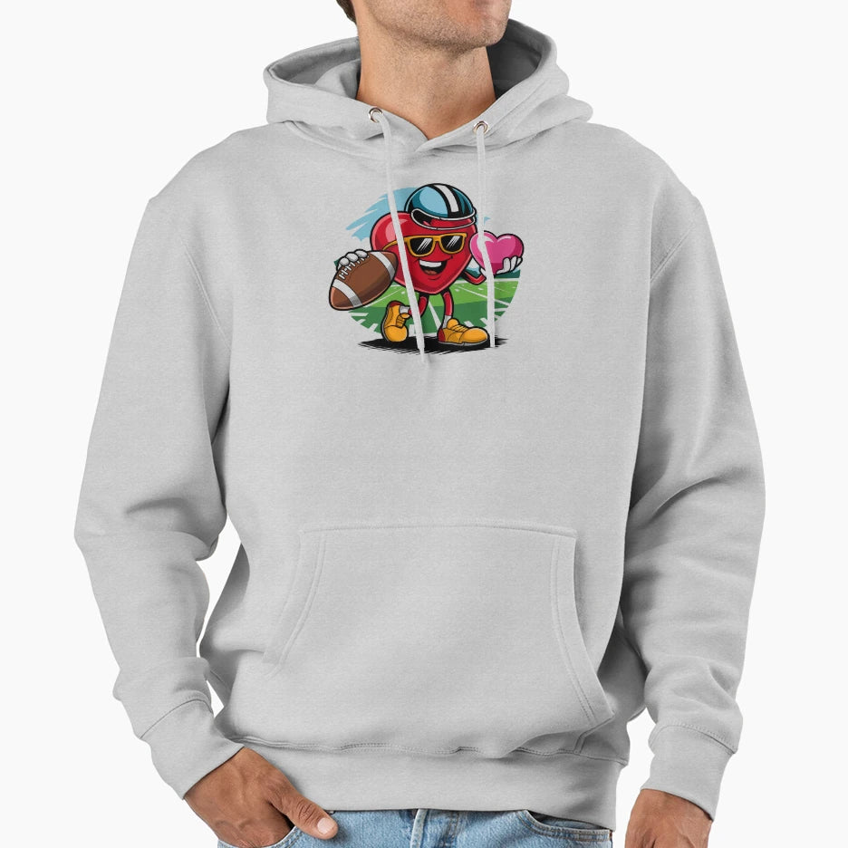 Valentines Day Heart Quarterback Receiver Hoodie - Custom Art Print Unisex - T-Shirt, Sweatshirt, Hoodie
