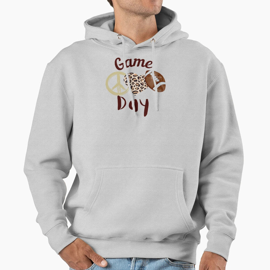 Game Day Peace Love Football Hoodie - Minimalist Print Men Women - T-Shirt, Sweatshirt, Hoodie