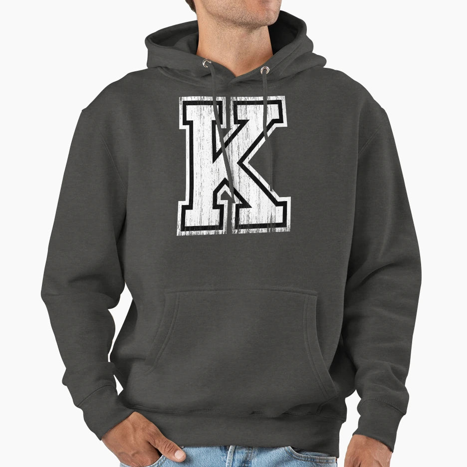 Big Sports Letter K Hoodie - Fun Novelty Design Men Women - T-Shirt, Sweatshirt, Hoodie