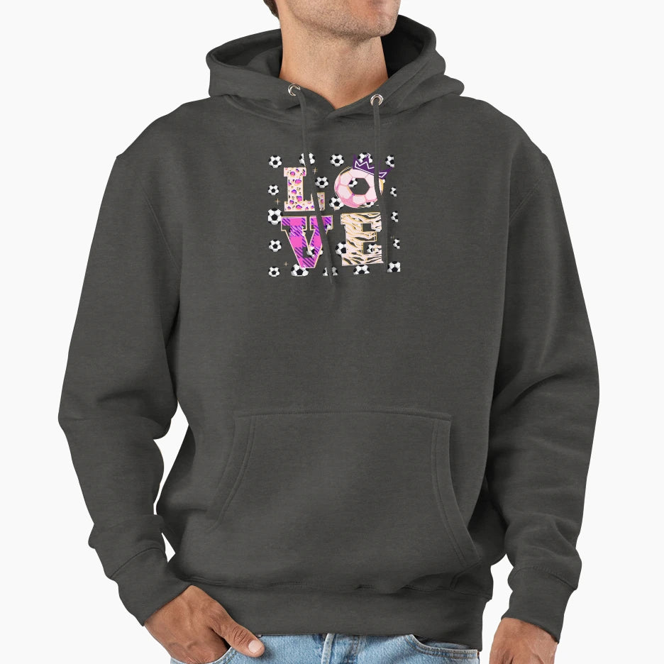 Love Soccer Ball Crown Animal Hoodie - Unique Graphic Unisex - T-Shirt, Sweatshirt, Hoodie