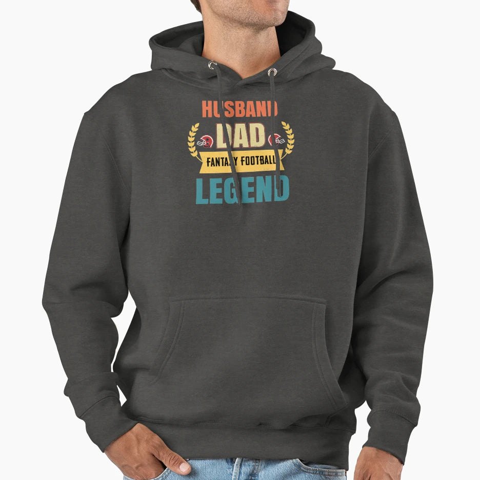 Husband Dad Fantasy Football Legend Hoodie - Aesthetic Graphic Men Women - T-Shirt, Sweatshirt, Hoodie