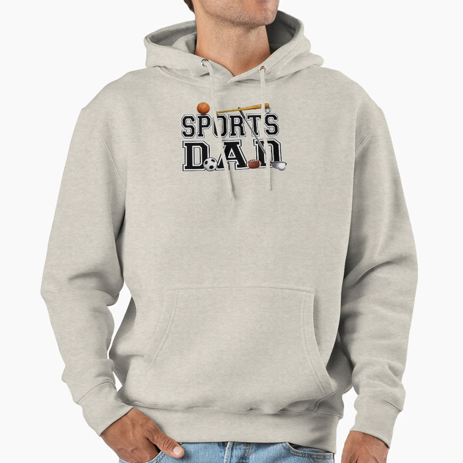 Fathers Day Sports Dad Father Hoodie - Minimalist Print for Adults - T-Shirt, Sweatshirt, Hoodie