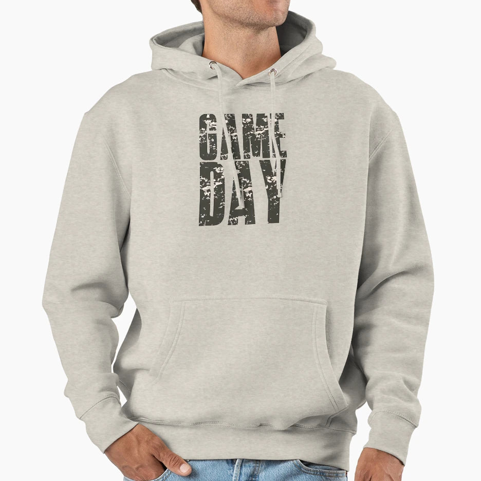 Game Day Distressed Typography Sport Hoodie - Minimalist Print Men Women - T-Shirt, Sweatshirt, Hoodie