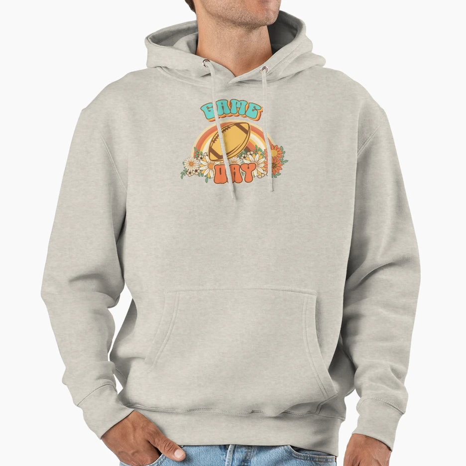 Groovy Football Mom Gift Game Day Hoodie - Aesthetic Graphic for Adults - T-Shirt, Sweatshirt, Hoodie