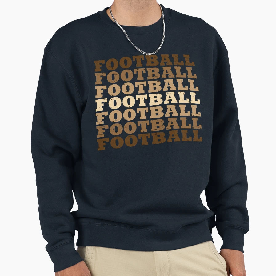 Football Distressed Repeated Sweatshirt - Casual Everyday Wear for Adults - T-Shirt, Sweatshirt, Hoodie