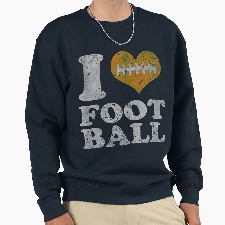 I Heart Football Sweatshirt - Casual Everyday Wear for Adults - T-Shirt, Sweatshirt, Hoodie