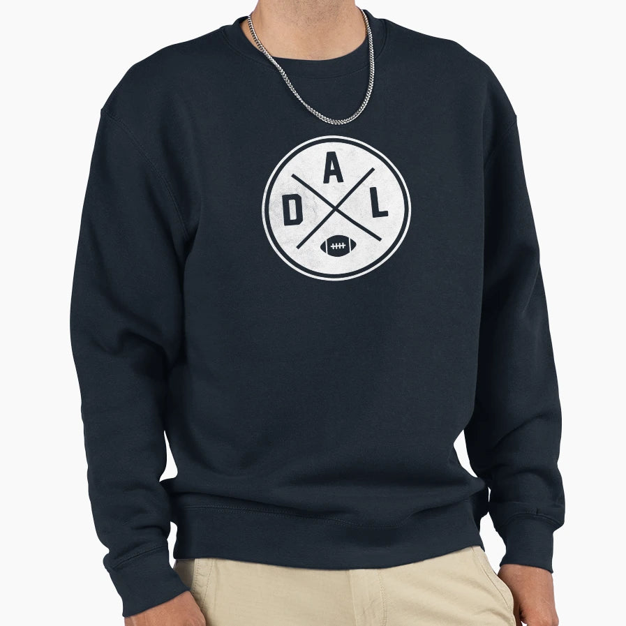 Dallas Football Dal Outline Sweatshirt - Fun Novelty Design for Adults - T-Shirt, Sweatshirt, Hoodie