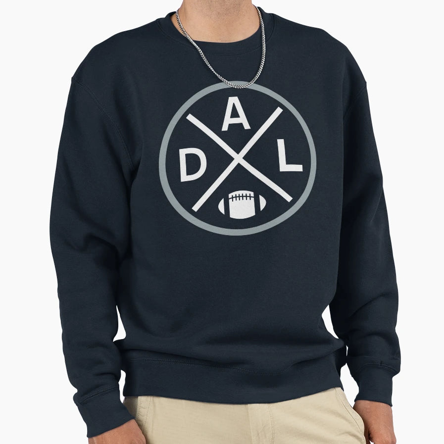 Dallas Football Emblem Dal Sweatshirt - Fun Novelty Design for Adults - T-Shirt, Sweatshirt, Hoodie