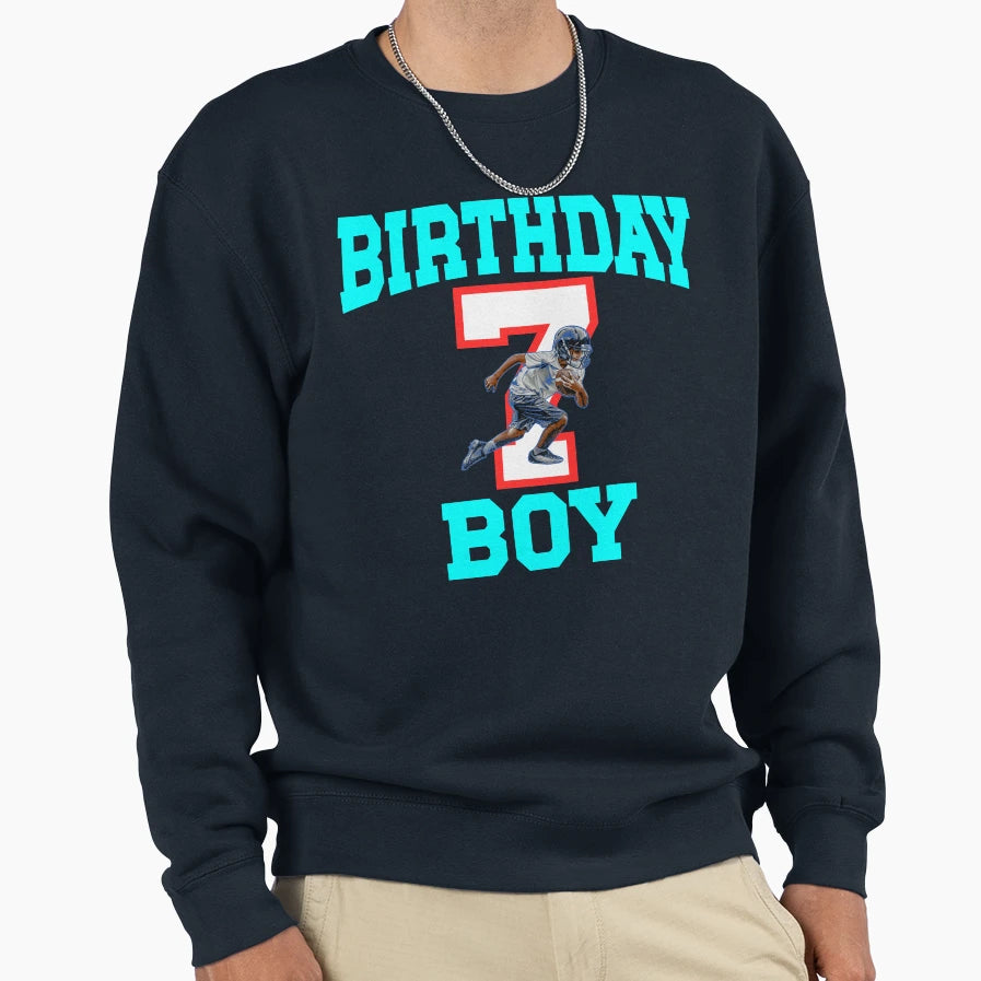 7 Year Old Football 7Th Birthday Sweatshirt - Unique Graphic Unisex - T-Shirt, Sweatshirt, Hoodie
