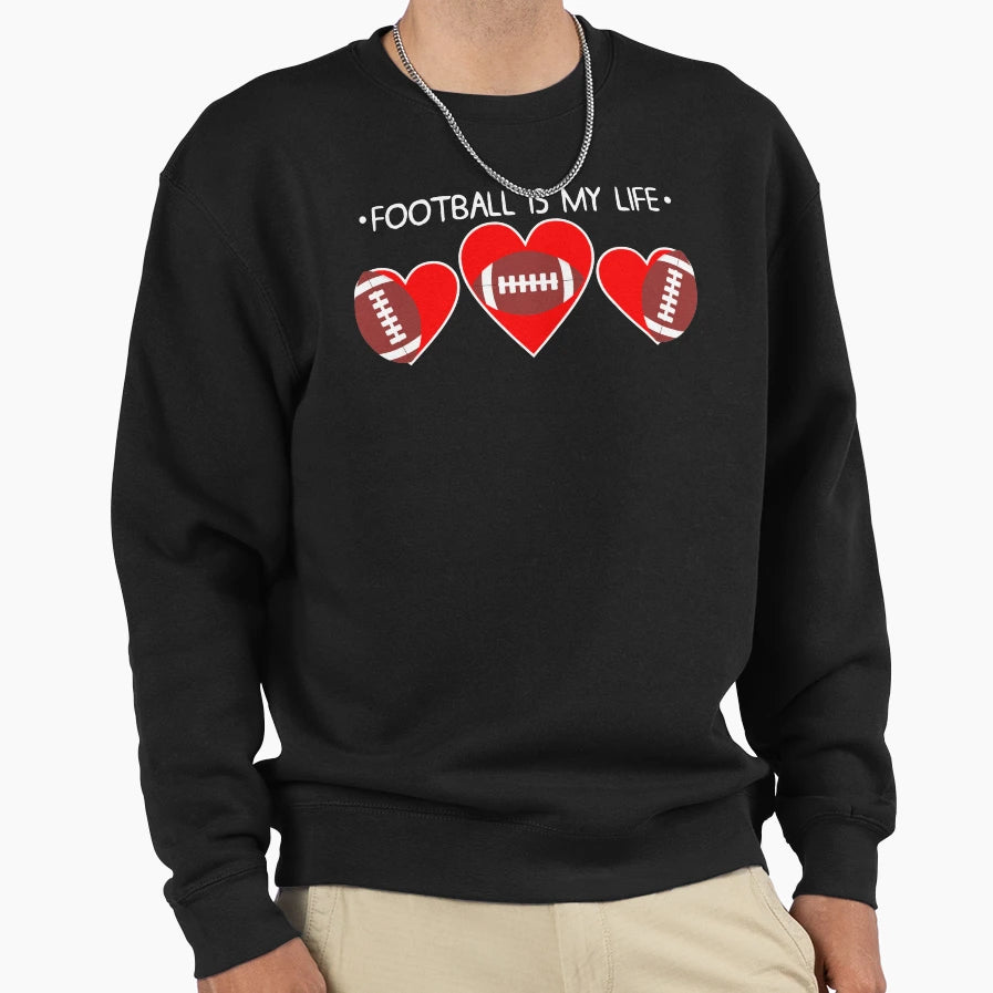 Heart Valentines Day Football Is My T-Shirt - Aesthetic Graphic Men Women - T-Shirt, Sweatshirt, Hoodie