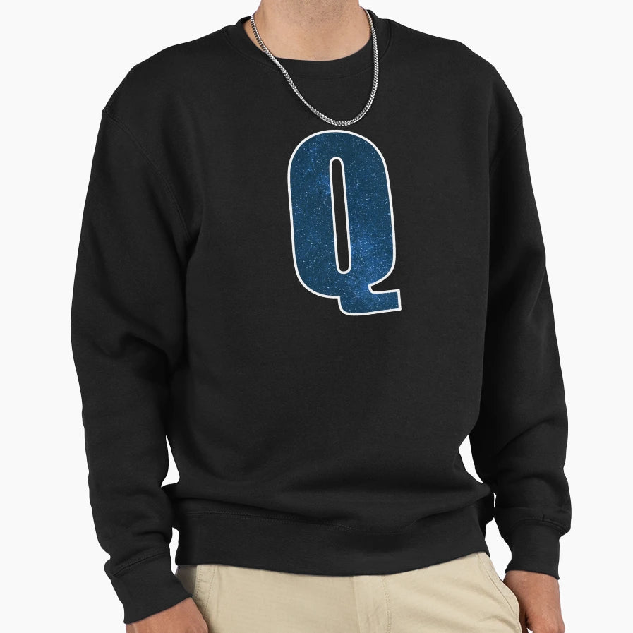 Letter Q Stars Sky Monogram Sweatshirt - Casual Everyday Wear for Adults - T-Shirt, Sweatshirt, Hoodie