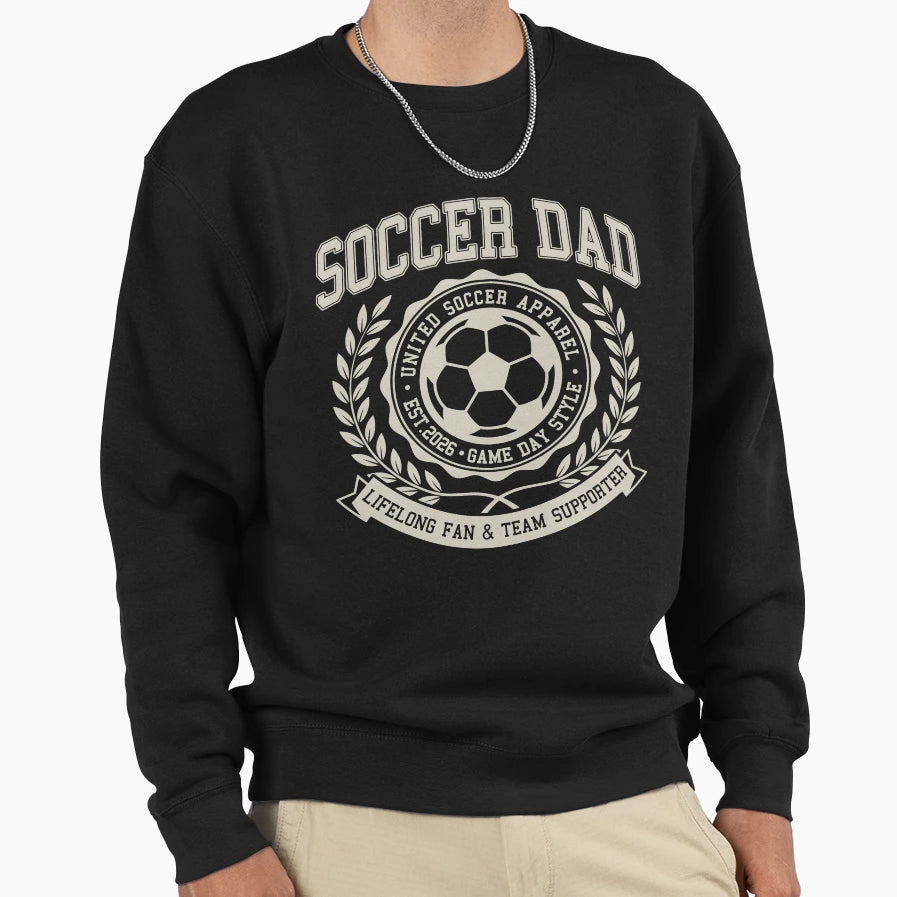 Soccer Dad Athletic Crest Game Sweatshirt - Minimalist Print for Adults - T-Shirt, Sweatshirt, Hoodie