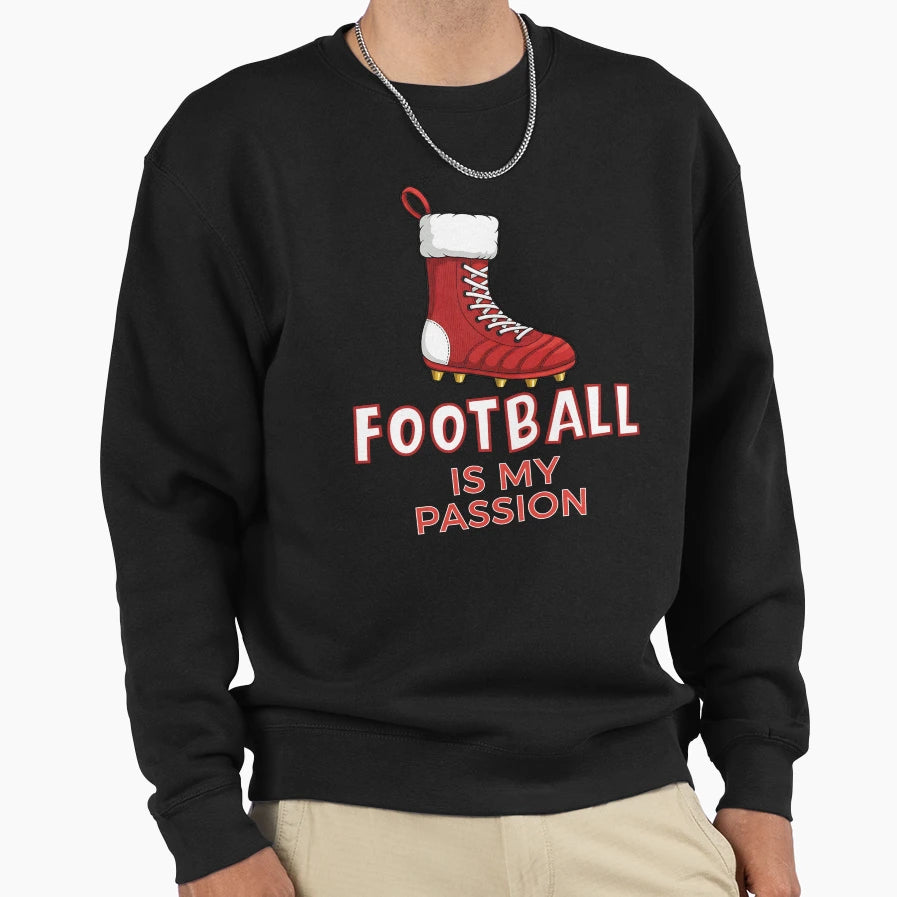 Football Is My Passion Stocking Sweatshirt - Trendy Graphic for Adults - T-Shirt, Sweatshirt, Hoodie