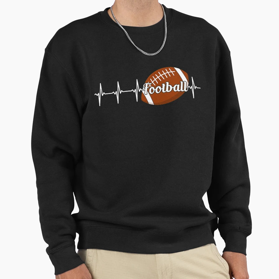 Football Heartbeat Sweatshirt - Fun Novelty Design Men Women - T-Shirt, Sweatshirt, Hoodie