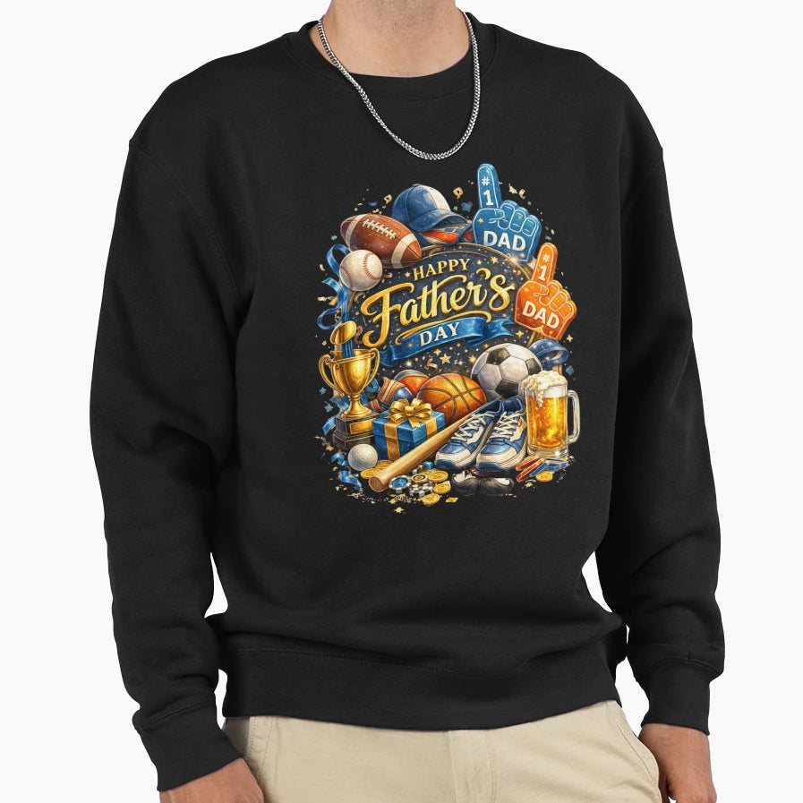 Day 1 Dad Sports Celebration Sweatshirt - Trendy Graphic for Adults - T-Shirt, Sweatshirt, Hoodie