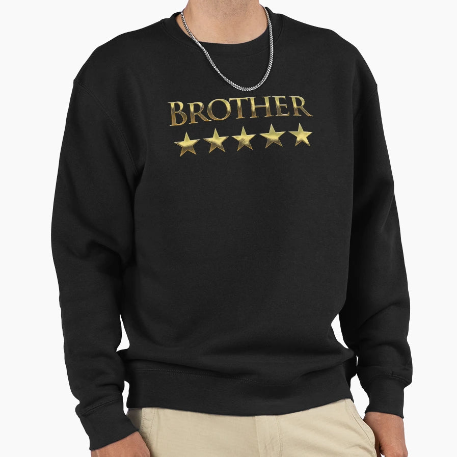 Five Stars Brother Best Bro World Sweatshirt - Minimalist Print Unisex - T-Shirt, Sweatshirt, Hoodie