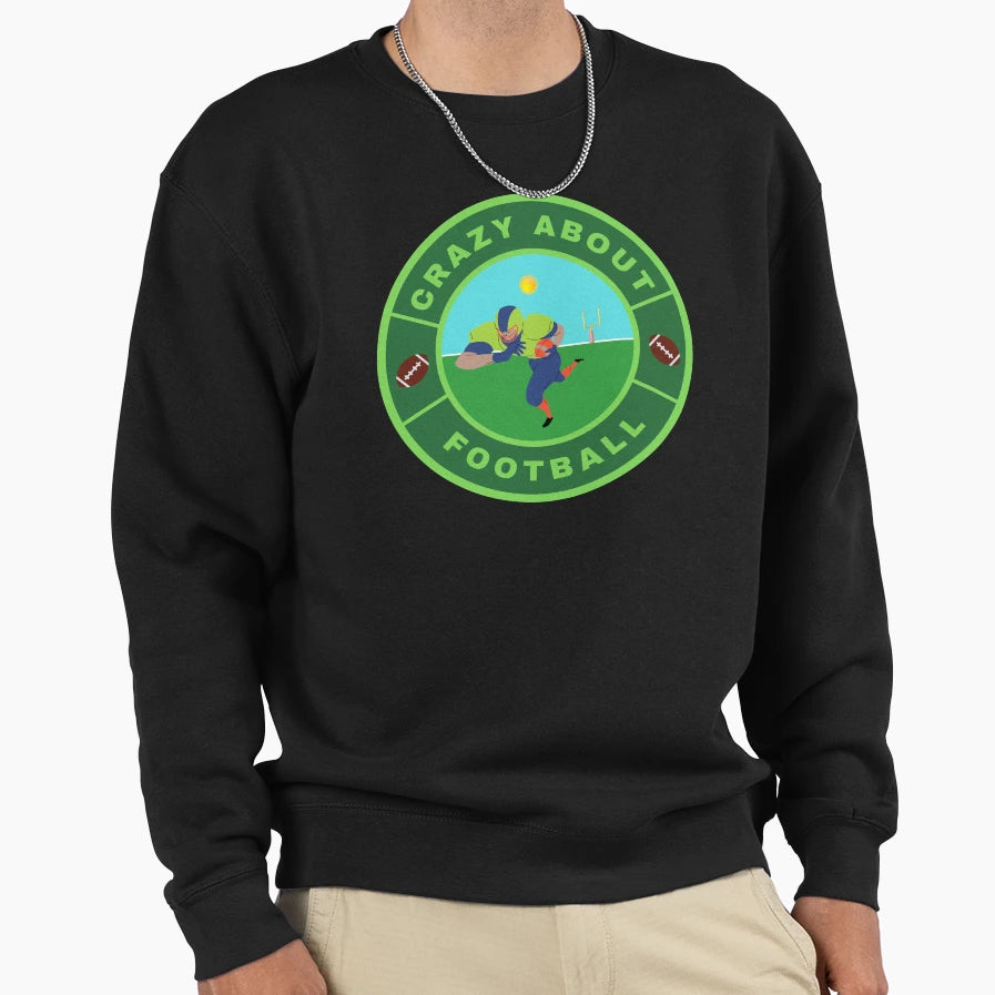 Crazy About Football Sweatshirt - Minimalist Print for Adults - T-Shirt, Sweatshirt, Hoodie