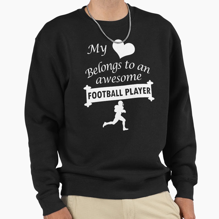 Football Player Lover Heart Sweatshirt - Aesthetic Graphic for Adults - T-Shirt, Sweatshirt, Hoodie