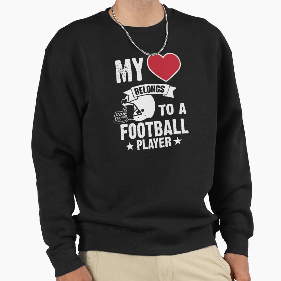 Heart Football Player Coach Mom Sweatshirt - Streetwear Style Men Women - T-Shirt, Sweatshirt, Hoodie