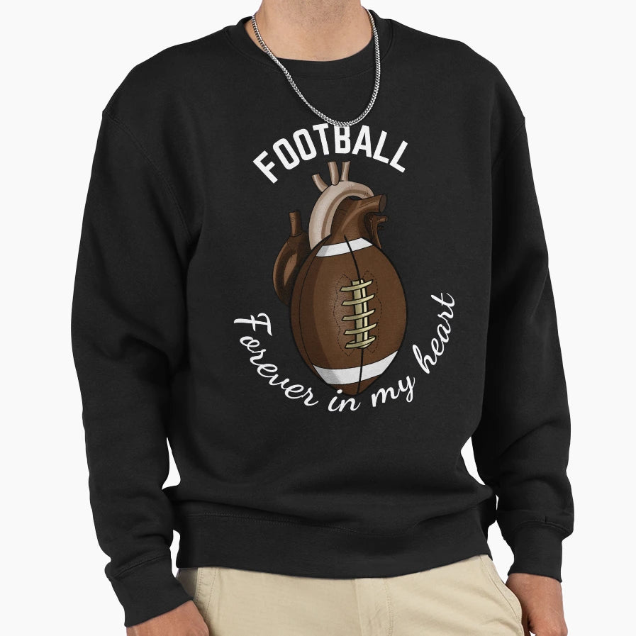Football Forever My Heart Sweatshirt - Minimalist Print for Adults - T-Shirt, Sweatshirt, Hoodie