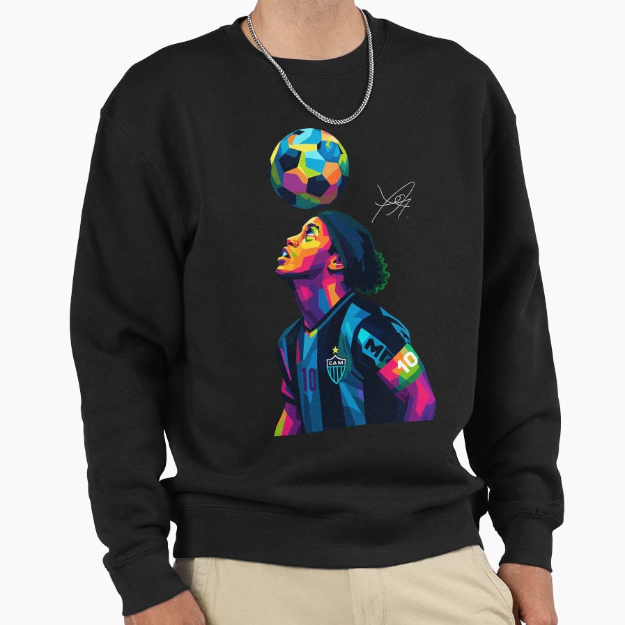 Ronaldinho Wpap Art Sweatshirt - Minimalist Print for Adults - T-Shirt, Sweatshirt, Hoodie
