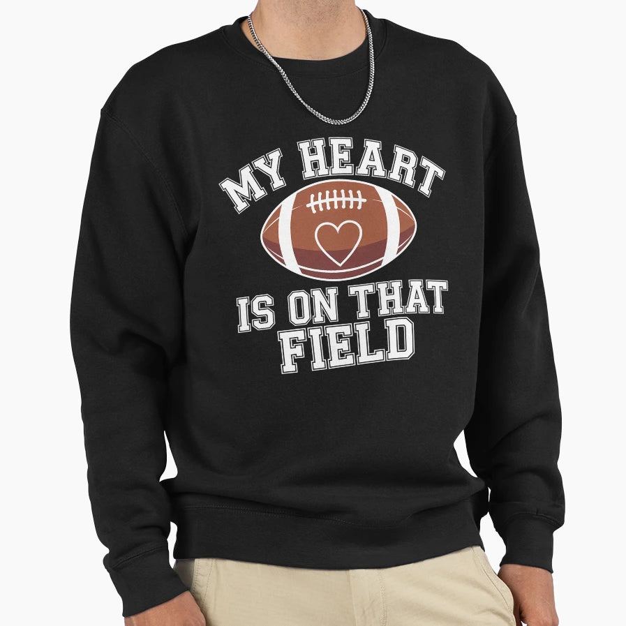 Funny Heart Is That Field Football Mom Sweatshirt - Minimalist Print Unisex - T-Shirt, Sweatshirt, Hoodie